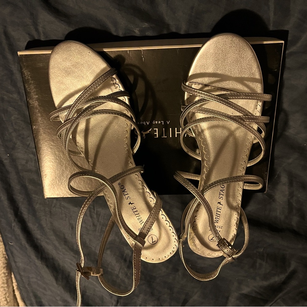 Gold dress shoes, new
